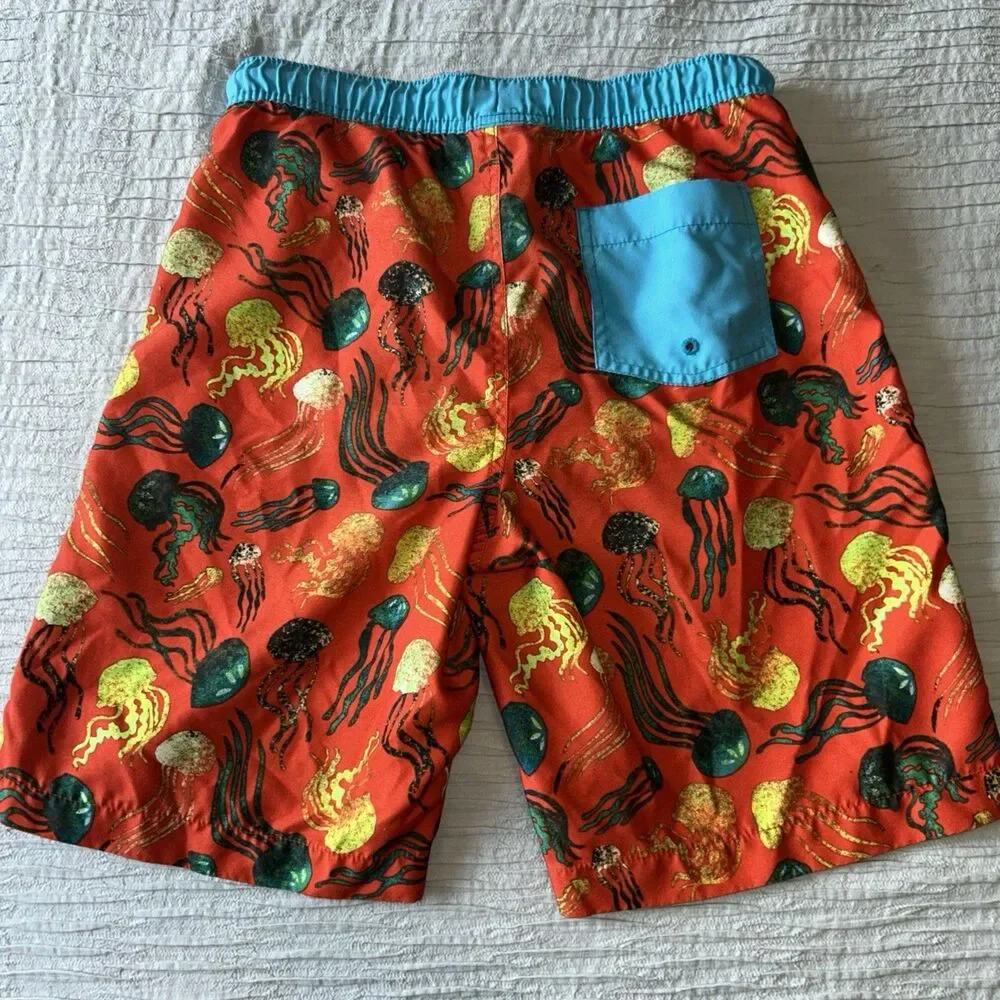 Lands' End Boys Youth XL Swim Trunks Shorts Jellyfish Print Elastic Waist